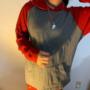 Red and grey sweatshirt